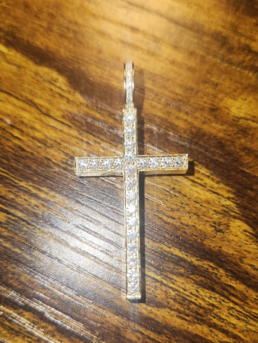 Solid 14kt Yellow Gold Real Diamond Cross Pendant - JACOJE